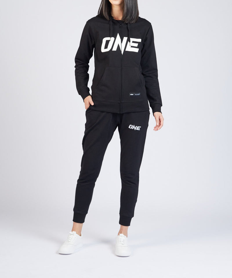 ONE Black Logo Zip Hoodie